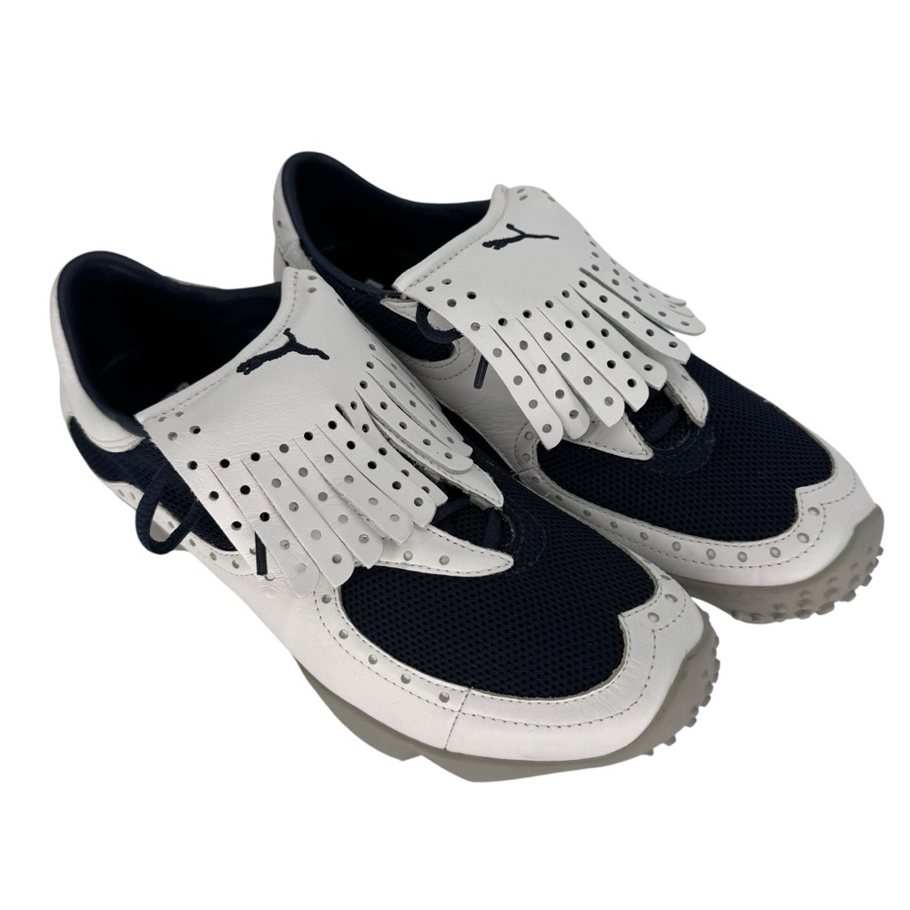 Puma Golf Kiltie Rare White Navy‎ Soft Spike Shoes 8